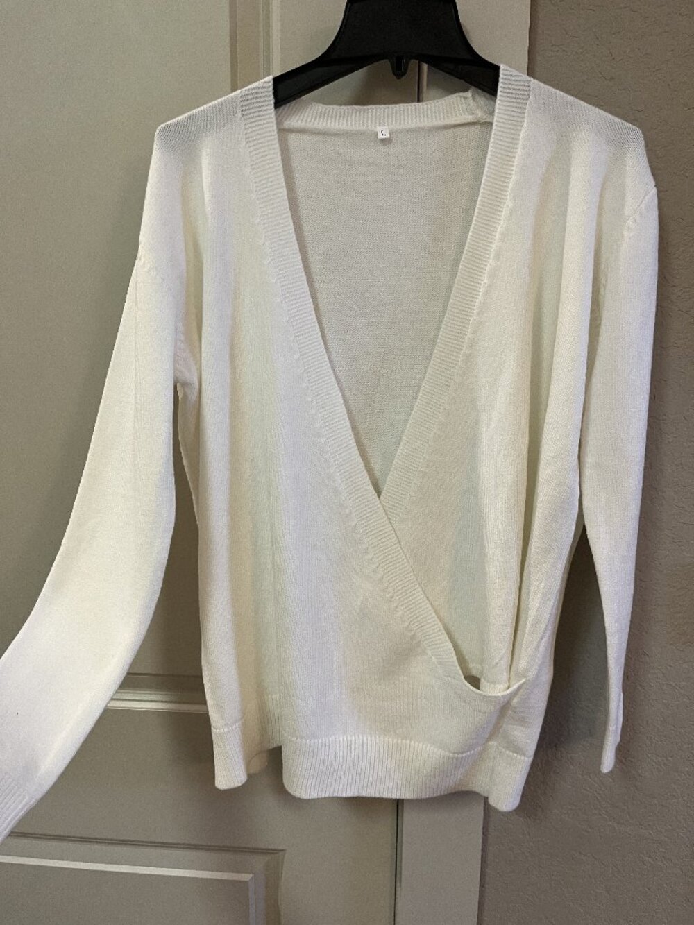 Amazon Unbranded Ivory Wrap Style Long Sleeve Sweater